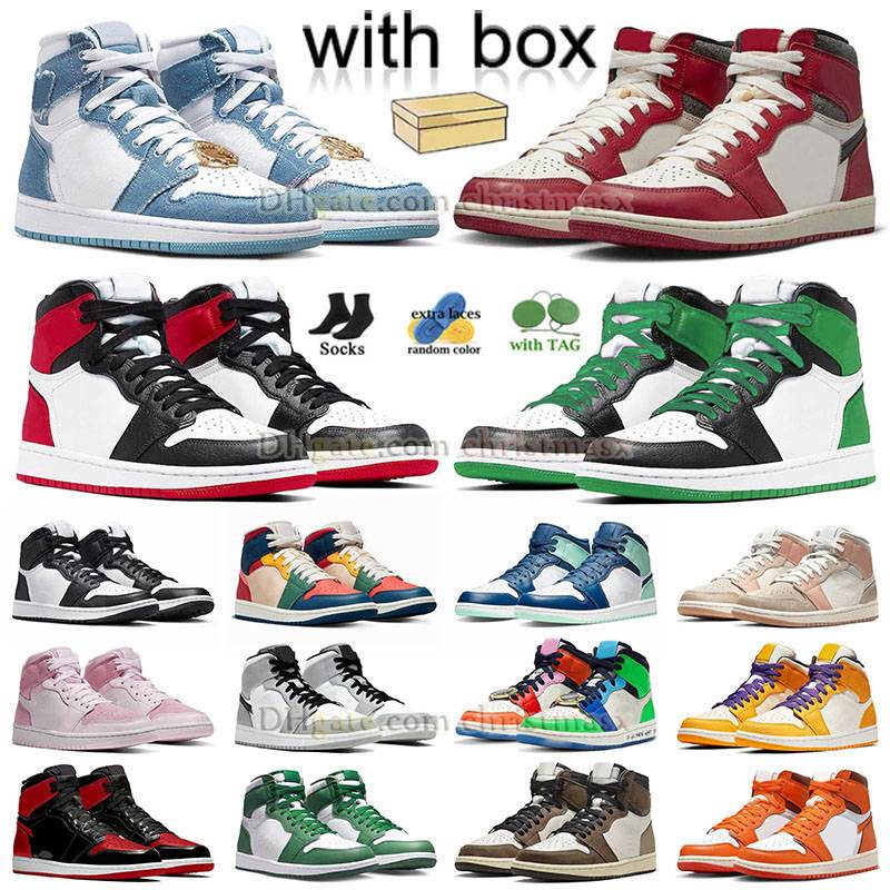 

Top 1s High Satin Black Toe Basketball Shoes Mens Jumpman 1 Lucky Green Mids Light Smoke 85 Black White Low Sail Black Phantom Reverse Mocha True Blue Sneaker With Box, D52 36-46 og bleached coral
