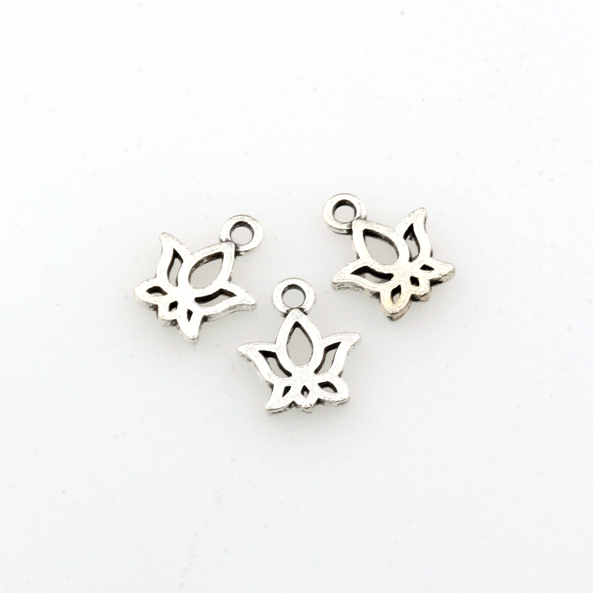 

300pcs Charms Lotus Flower 11x13mm Antique Silver Jewelry Making DIY Handmade Craft