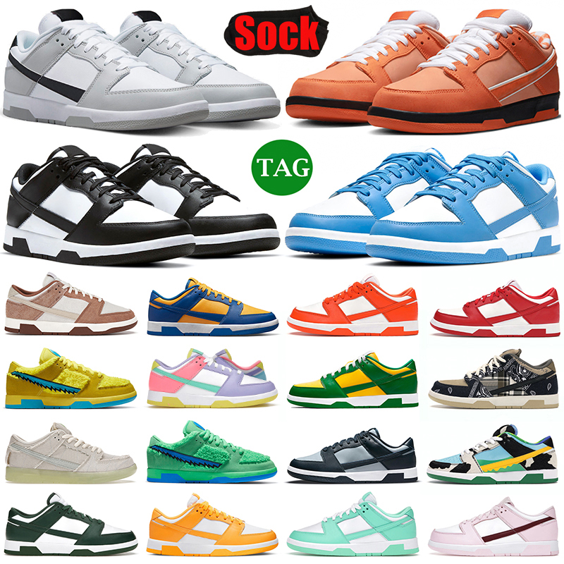 

2023 Running Shoes for Men Women Flat Sneakers Low Panda White Black Grey Fog UNC Syracuse Green Glow Chlorophyll Triple Pink StrangeLove GAI Mens Casual Trainers, (36) 36-40