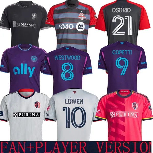 

Charlotte FC St. L ouis City SOCCER JERSEYS Nashville SC TORONTO 2023 HOME AWAY KLAUSS BLOM LOWEN PARKER 26st Louis''RED' SC WESTWOOD 8 SWID, Toronto player version