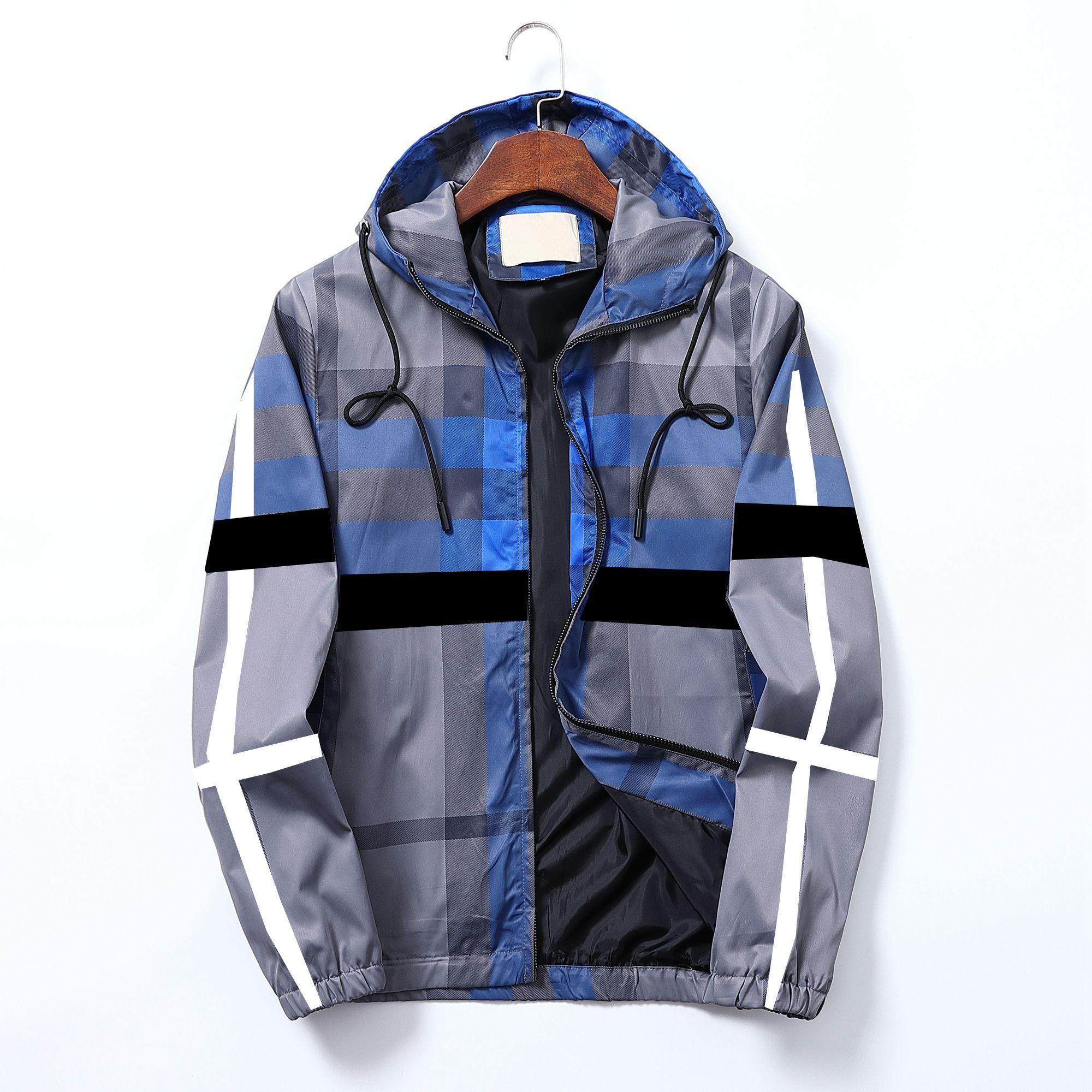

2023 Designer men's Jacket Black White Yellow Brown Striped plaid brand windproof waterproof hoodie zipper Trench coat Men women Classic PSYH, Beige