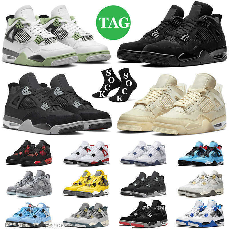 

top quality jumpman 4 4s basketball shoes Retro j4 Military Black Cat Red Thunder Seafoam Photon Dust Bred Cement men women outdoor sports sneakers, Midnight navy