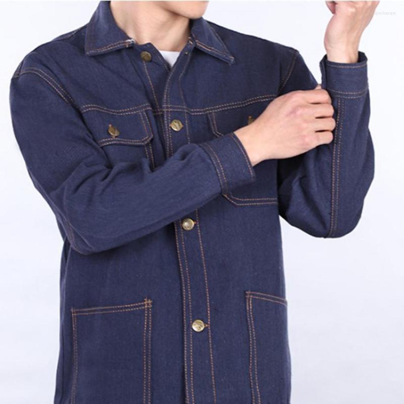 

Gym Clothing Work Ankle Length Men Multi Pockets Workshop Denim Cargo Outfit Training, Blue