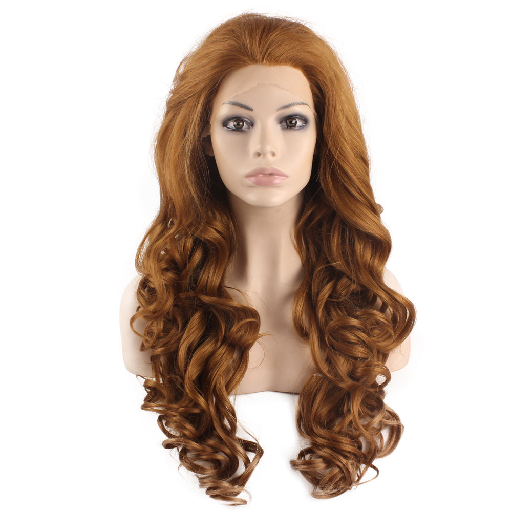 

Long Gold blonde Wig Wavy Heat Resistant Synthetic Hair Lace Front Wig For African/ Black Women