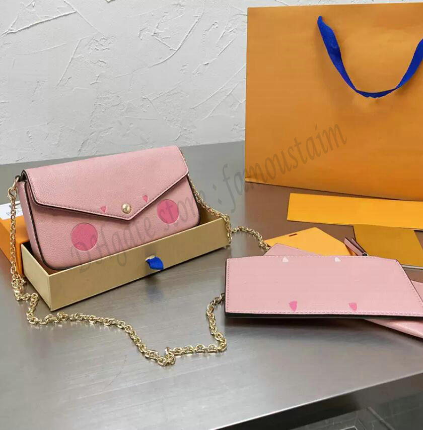 

Women Designer Lvsummer Luxurys Designers Bags Paris Three In One Underarm Handbags Flowers Embossing Leather Clutch Shoulder Handbag Coin Wallet Card