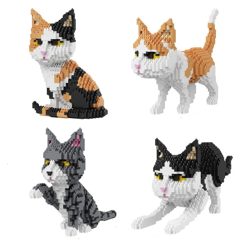 

Blocks Balody Cute Cartoon Cat Building Diamond bricks black cat Model educational toys kids Girl gifts 230301