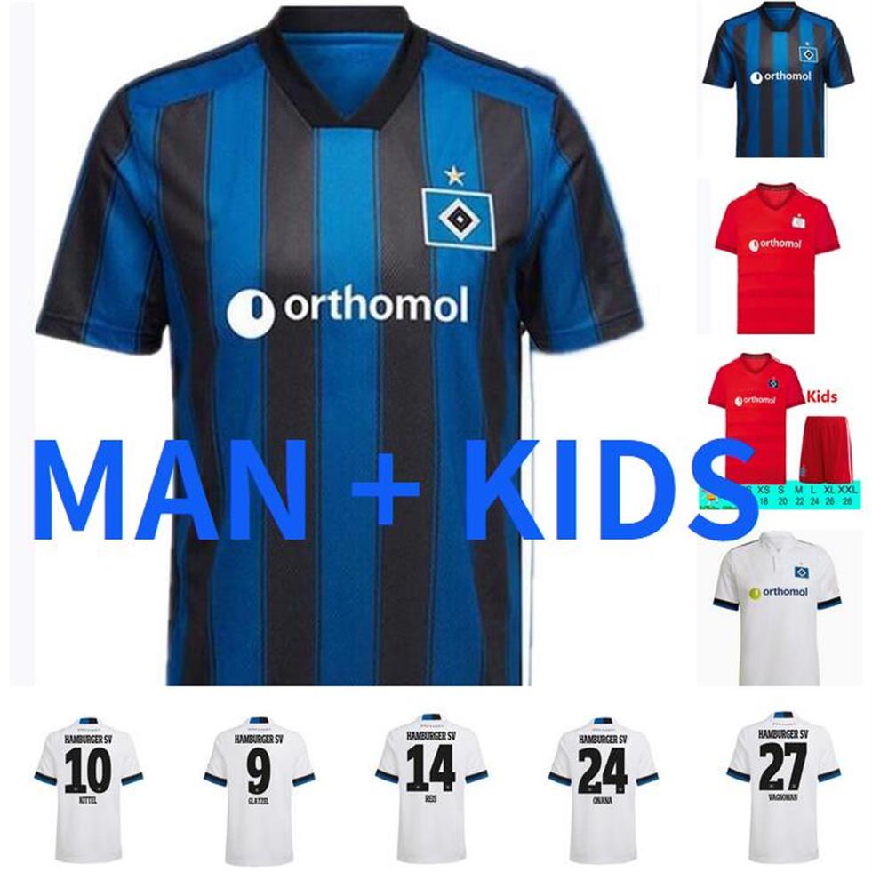 

21 22 Hamburger SV Soccer Jerseys Home White VAGNOMAN ONANA LEIBOLD REIS KITTEL GLATZEL DUDZIAK 2021 2022 HSV men Kids kit footbal2420