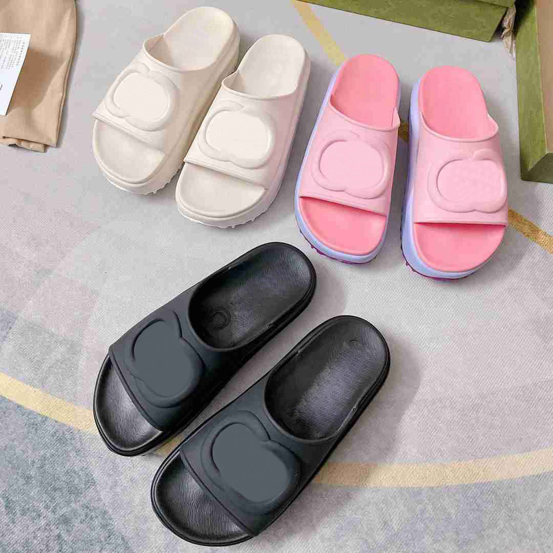 

Embroidered ggity Designer Slippers Women Thick Bottom Sandals Lady Fashion Printed Canvas Girls Platform Wedge Rainbows Sandal Middle Heel Rubber, 37