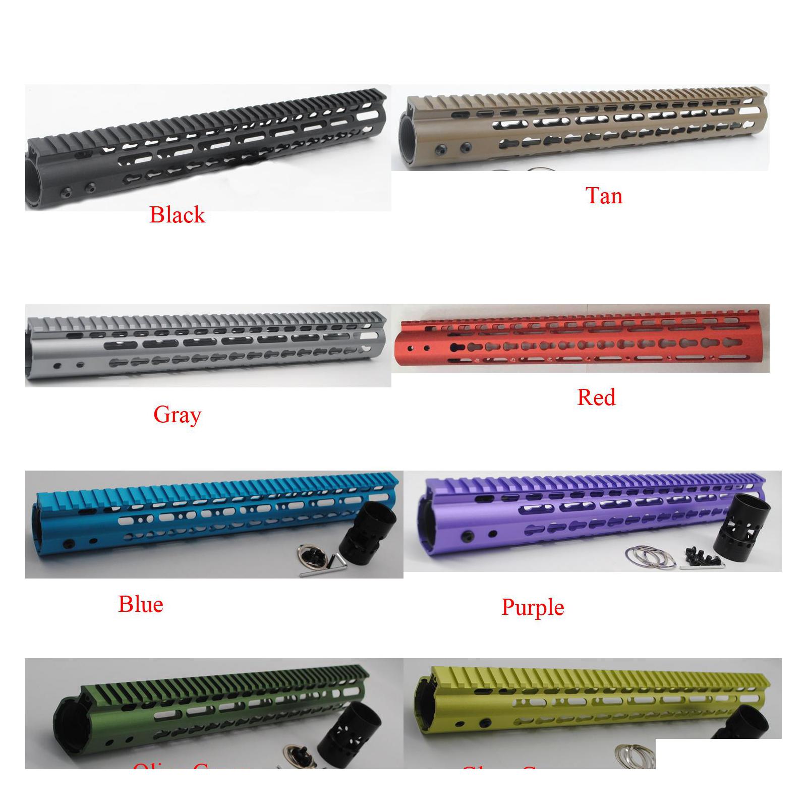

car dvr Other Auto Parts 15 Inch Keymod Handguard Rail Float Mount Systems Tralight Black/Red/Tan/Blue/Grey/Purple/Glass Green/Olive Green D Dhx4Z