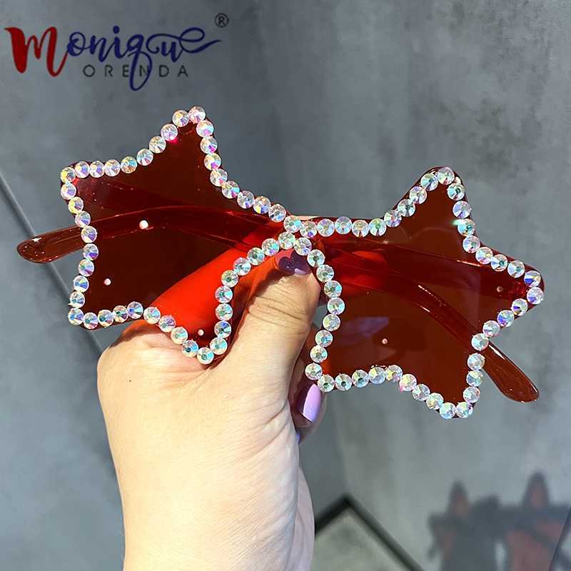 

Sunglasses Candy Color Sunglasses Women Rimless Vintage Rhinestone Sun Glasses Female Lady Funny Party Eyewear Star Shades UV400J230301