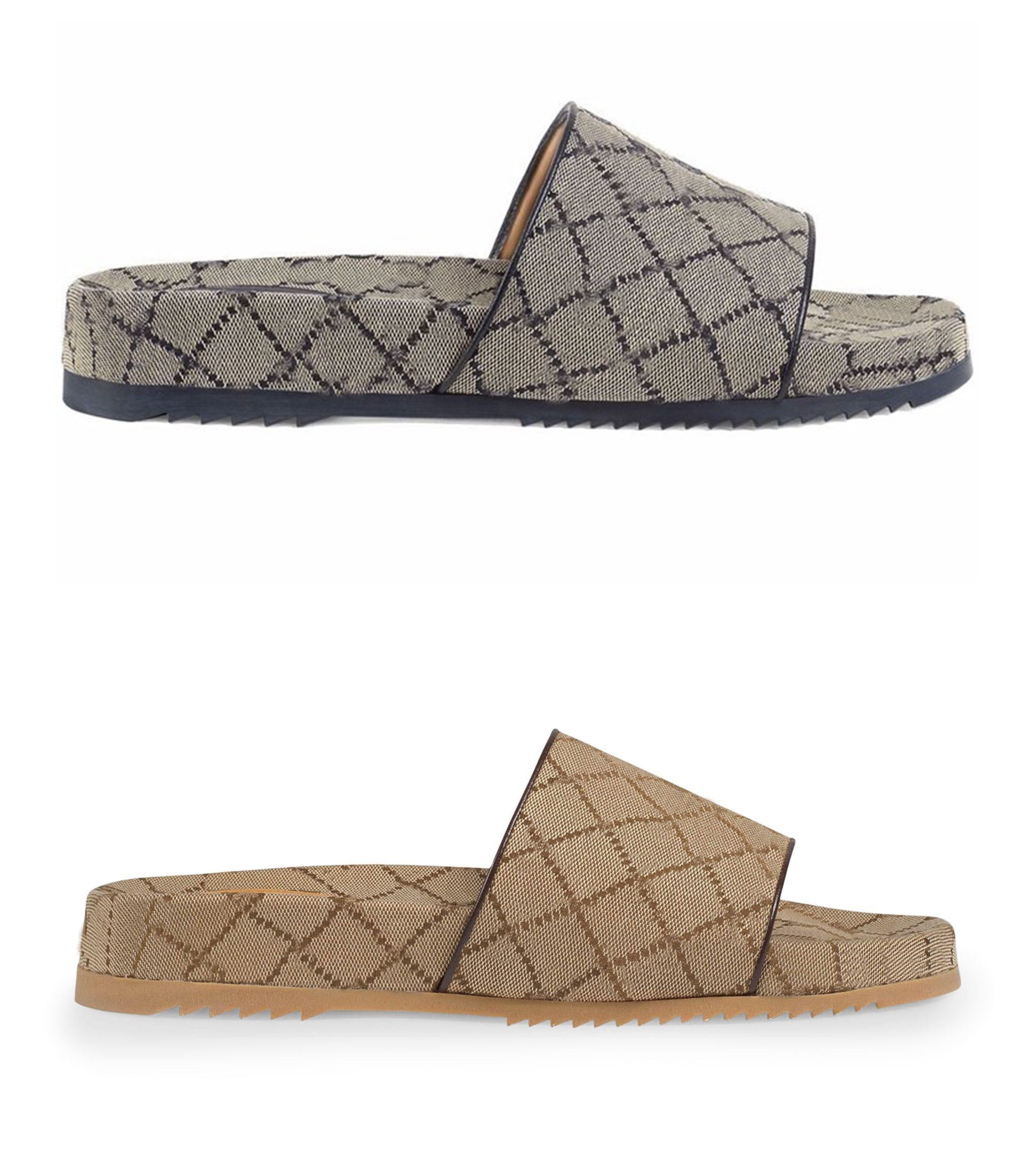

lux designer CANVAS SLIDE slippers MAXI CANVAS WOOL BLEND sandals with box and dust bags size euro 35-46, Maxi logo