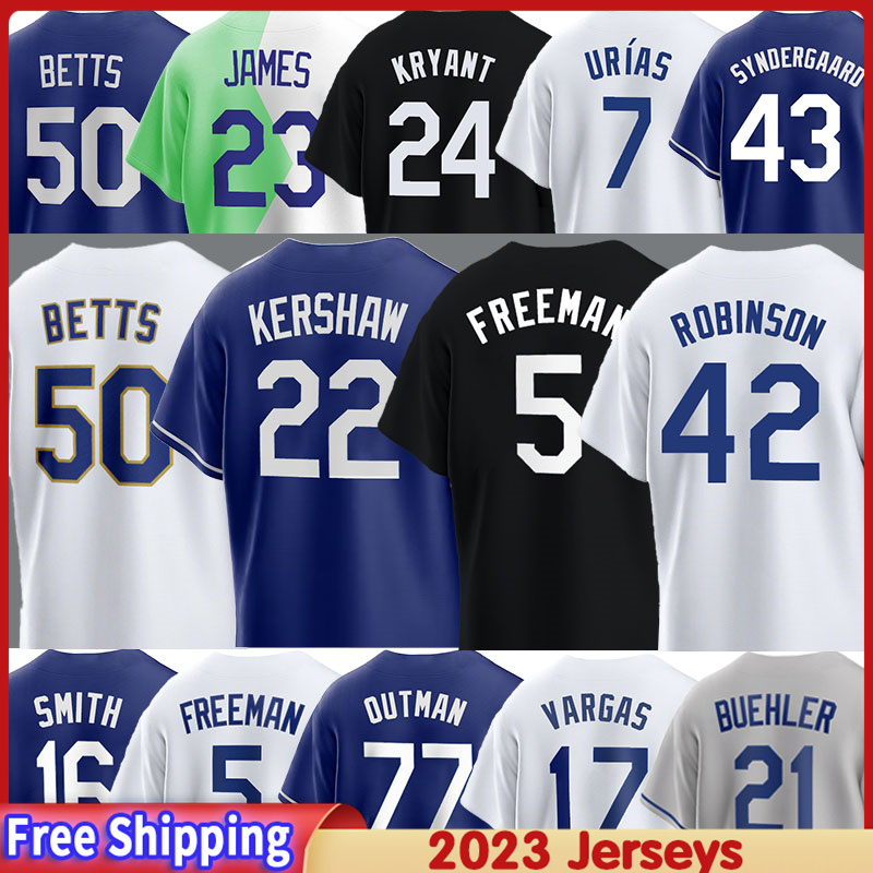 

22 Clayton Kershaw Baseball Jerseys Jackie Robinson Mookie Betts Freddie Freeman Martinez Miguel Vargas Noah Syndergaard Julio Urias Chris Taylor, Men(dao qi )