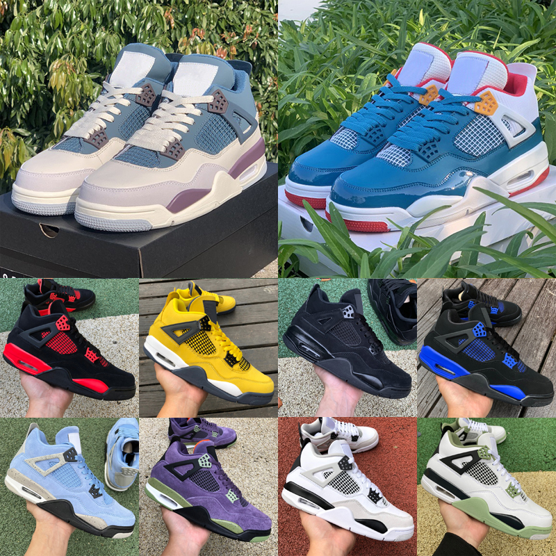 

Basketball Shoes 4 4S Military Black Midnight Navy Craft Photon Dust Red Cement Thunder Sail University Blue Violet Ore Jumpman IV Mens Womens Sneaker Trainers, As shown 22