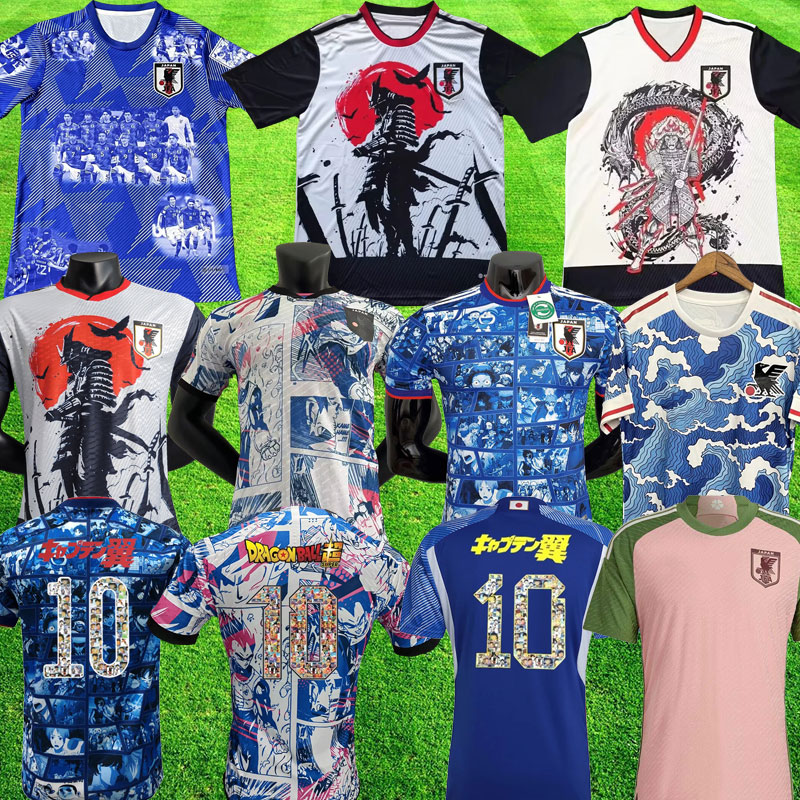 

Japan 2022 Soccer Jerseys Cartoon ISAGI ATOM TSUBASA MINAMINO KIDS KIT Pink 2023 Japanese Special uniform 22 23 samurai Football Shirt MITOMA Fan Player version, Player version home