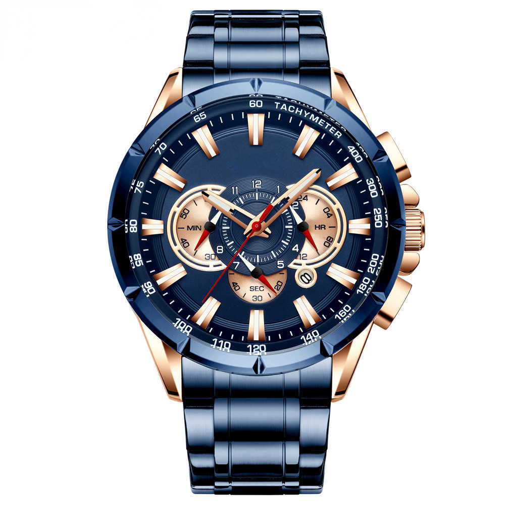 

Wrist watch Carrion 8363 men's six pin quartz business calendar steel band