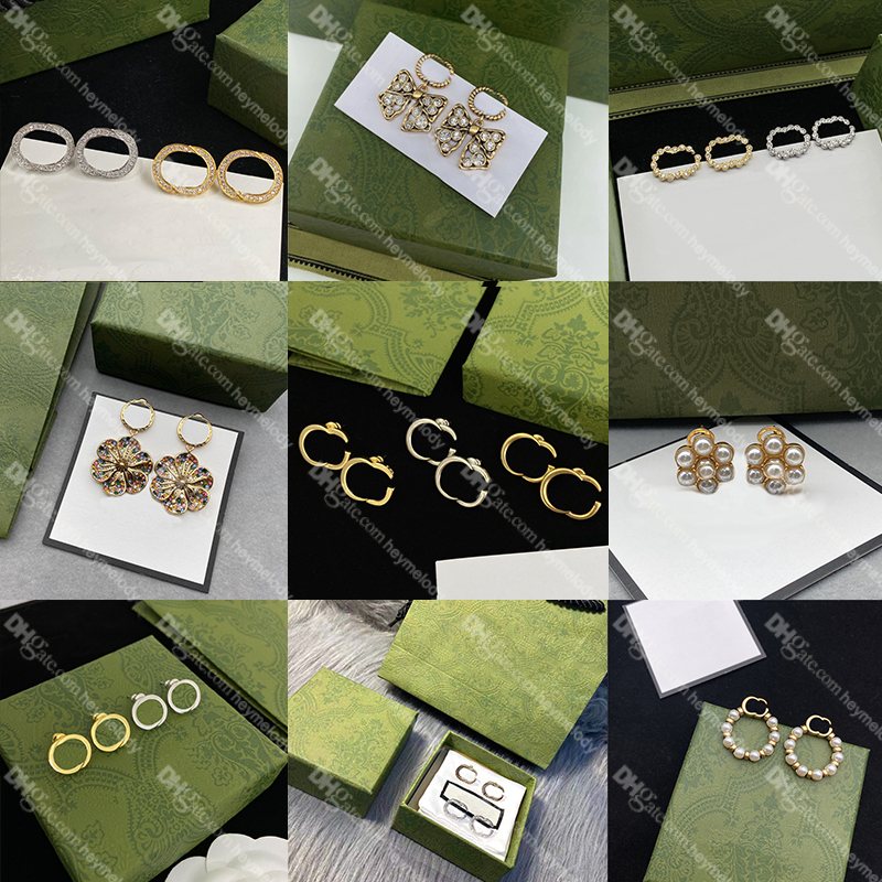 

Vintage Floral Diamond Studs G Gold Hoop Earrings Jewlery Designer For Women Gold Petal Luxury Eardrop Dangler With Box Birthday Gift