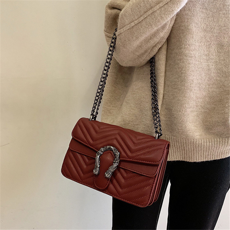 

Factory wholesale brand wave pattern women messenger bag classic diamond chain bags elegant atmosphere diamonds leather shoulder handbag
