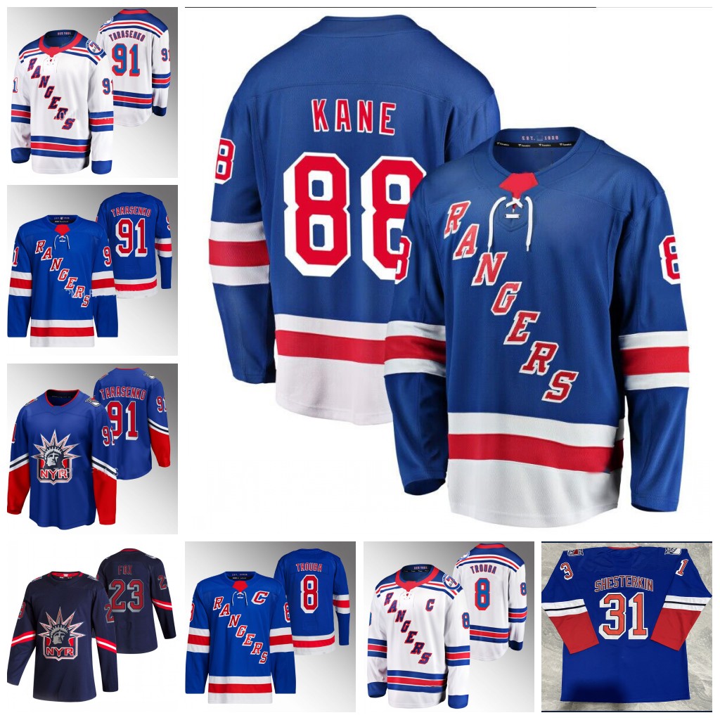

88 Patrick Kane 2023 Reverse Retro Jersey #8 Jacob Trouba Garden of Dreams Ragers Igor Shesterkin Ryan Lindgren Chris Kreider Adam Fox Alexis Lafreniere, Youth blue s-xl