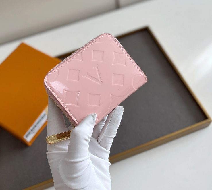 

Fashion designer wallets luxury Zippy purses women patent leather clutch Highs quality embossed flower letter short coin card holder original box dust bag #067, 60067#monogrames