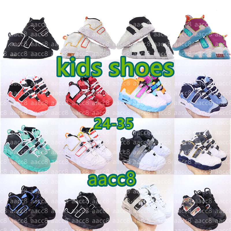 

Kids Sneakers Uptempos Designer Chiledrens Shoes Sports Basketball boys girls up tempos scottie pippen running shoes Triple Black baby toddlers fte#, No box