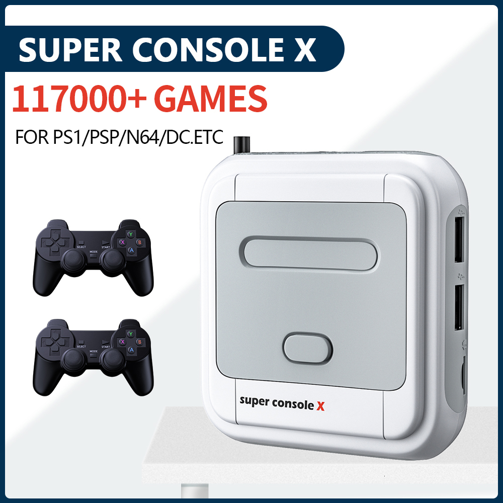 

Game Controllers Joysticks Retro Game Box Super Console X Video Game Console For PSP/PS1/MD/N64 WiFi Support HD Out Built-in 50 Emulators With 90000Games 230228