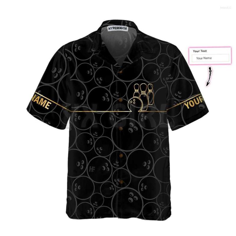 

Men's Casual Shirts Bowling Pattern And Golden Custom You 3D All Over Printed Hawaiian Shirt Men's For Women's Harajuku Unisex, Style-3