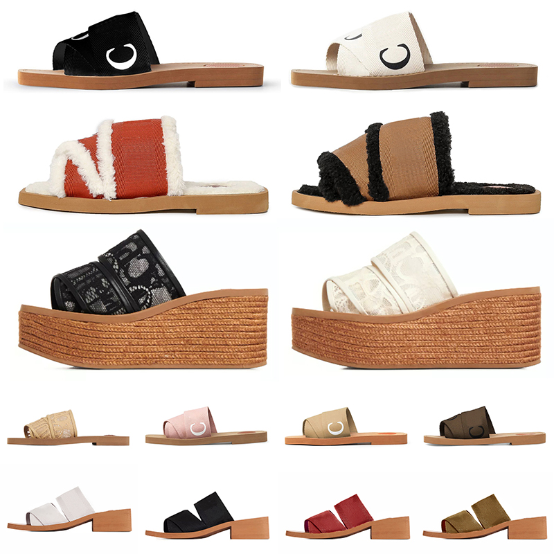

Designer women slippers woody flat mules sandals Fur Canvas Sliders Slides White Black Lady Straw Casual Sandal Outdoor Beach Slipper shoes Pearl Print Slider 35-42, D34 35-42