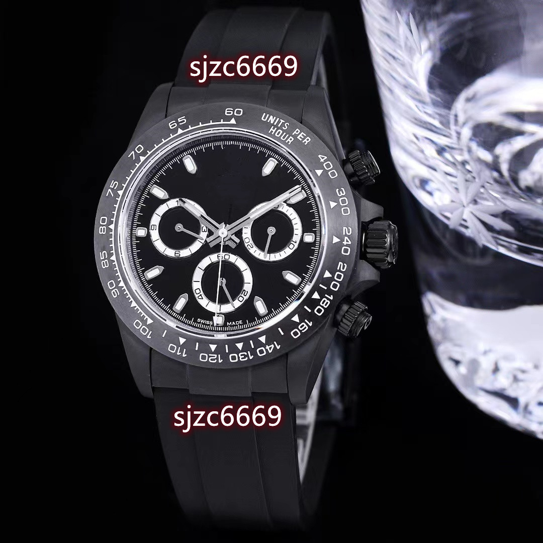 

TW Automatic mechanical watch size 40x13.5 with 7750 movement sapphire glass mirror ceramic case ring disc fluororubber material strap, As shown