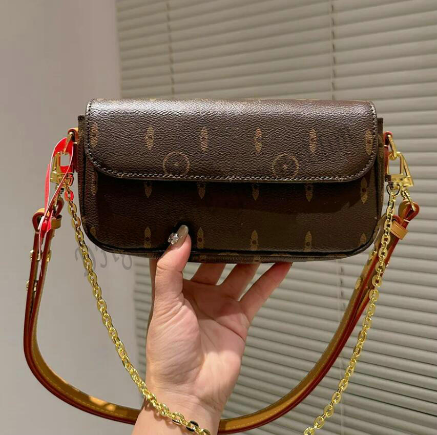 

Designer Women Wallet On Chain Ivy Shoulder Bag France Luxury Brand L Vintage Monograms Canvas Printed Crossbody Bags Lady Double Straps Cross Body Handbags