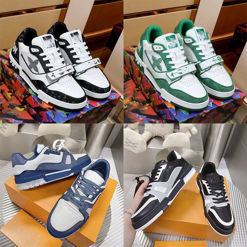 

2023 Designer Sneaker Virgil Trainer Casual Shoes Calfskin Leather Abloh White Green Red Blue Letter Overlays Platform Fashion Luxury Low Sneakers Size 36-45, Box