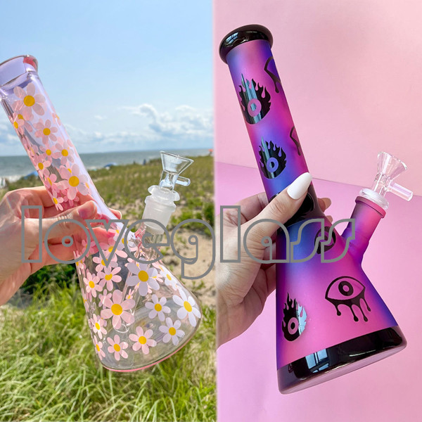 

Thick Sandblast Glass Beaker Bong Hookah Smoking Water Pipe Daisy Dab Rig Bubbler ice With 14mm Bowl Downstem Perc 9.8inchs tall