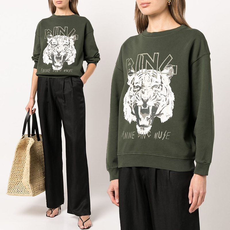 

Pirate Hippie Tiger Head Graphic Sweatshirt Woman Autumn Long Sleeve O Neck Cotton Hoodies Casual Vintage Classic Pullovers Top 210930, Army green2