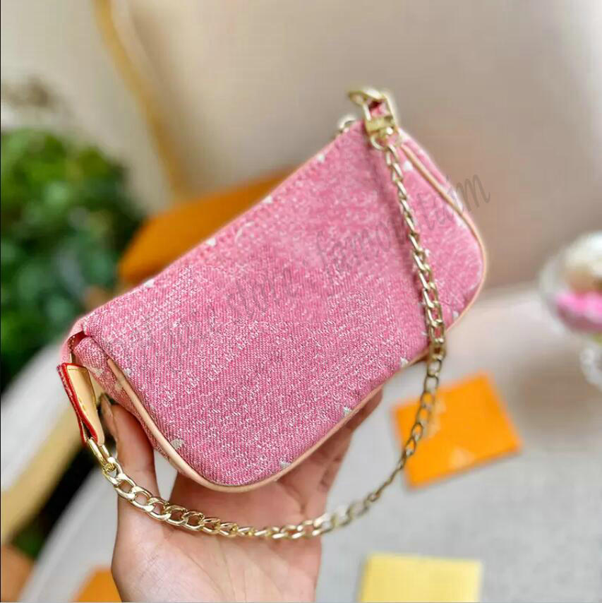 

Designer Women Mini Pochettes Accessories Bag Luxurys Designers Bags Paris Brand Denim Printed Pouch Shoulder Handbag Lady Canvas Chain Purse Crossbody