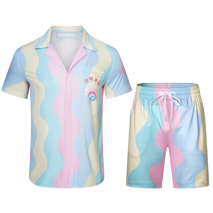 

1 summer fashion Mens Tracksuits Hawaii beach pants set designer shirts printing leisure shirt man slim fit the board of directors short sleeve short beachsQ18