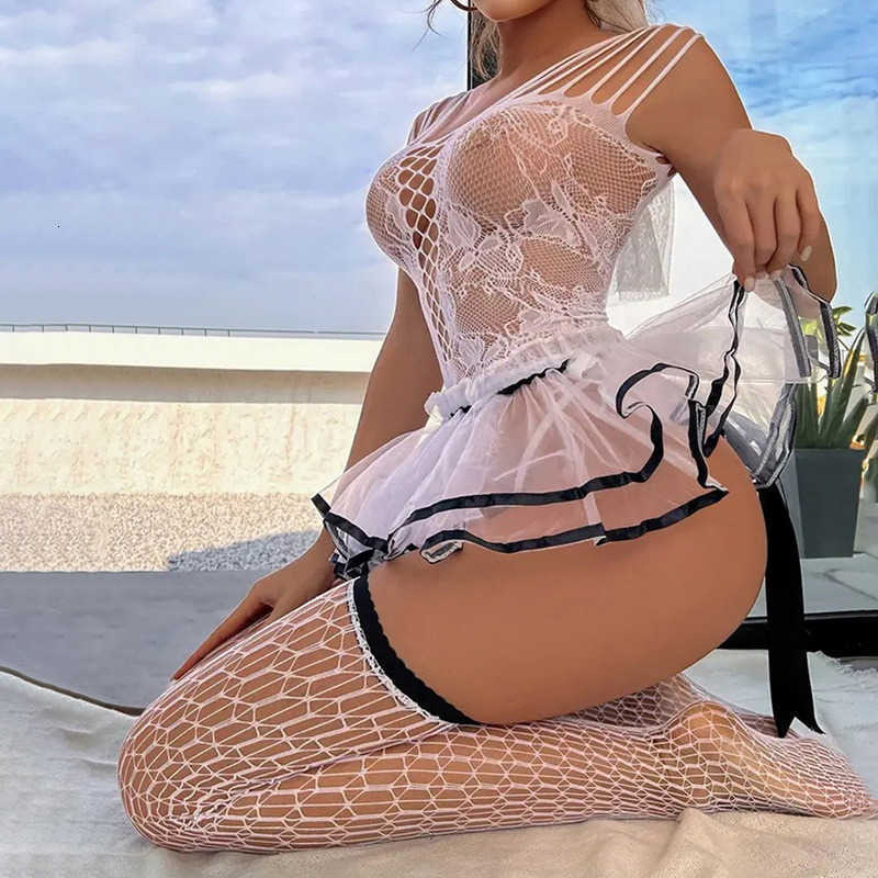 Other Panties lingerie sexy erotic Porn Thong Women&#039;s Sexy Lingerie Set Lace Cutout Sheer Mesh Ruffle Dress Doll Pajamas Hot Erotic for Sex-image-845391034