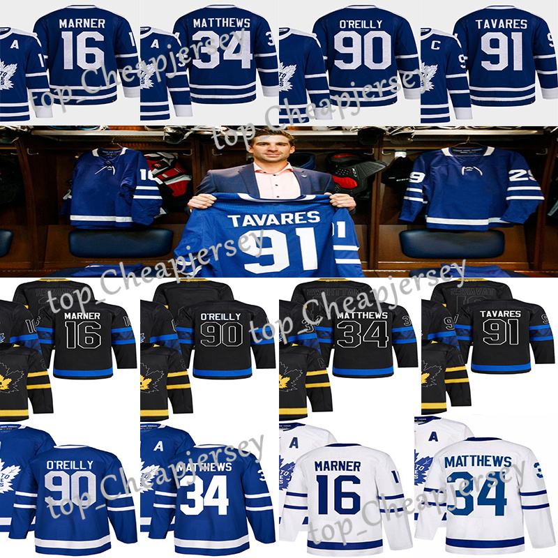 

#90 Ryan O'Reilly Toronto Reverse Retro hockey jersey Maple Leafs#34 Auston Matthews William Nylander Morgan Rielly John Tavares Wendel Clark Mitchell Marner jerseys, White men