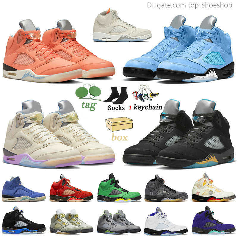

2023 JUMPMAN 5 Craft Mens Basketball Shoes Aqua UNC 5s DJ Khaled x We The Bests Crimson Bliss Sail Concord White Raging Bull Trainers Racer Sneakers, B24 green bean 40-47