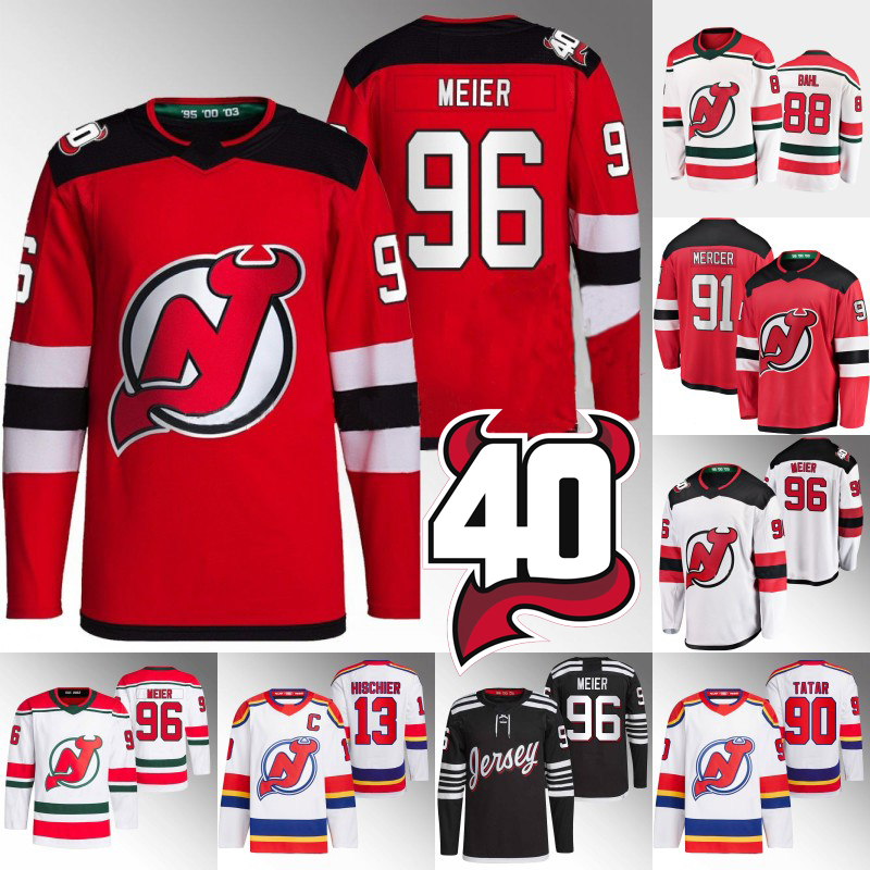 

New Jersey Timo Meier Jersey Jack Hughes Nico Hischier Jesper Boqvist Kevin Bahl Mackenzie Blackwood Ondrej Palat Tomas Tatar Dawson Mercer Miles Wood Devils Jersey, Mens black s-xxxl