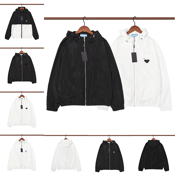 

Men's coat parka jacket triangular pizex epaulettes designer jackets men Autumn And Spring Windbreaker parkas for mens hoodies Zipper Outerwear coats size M-3XL, White