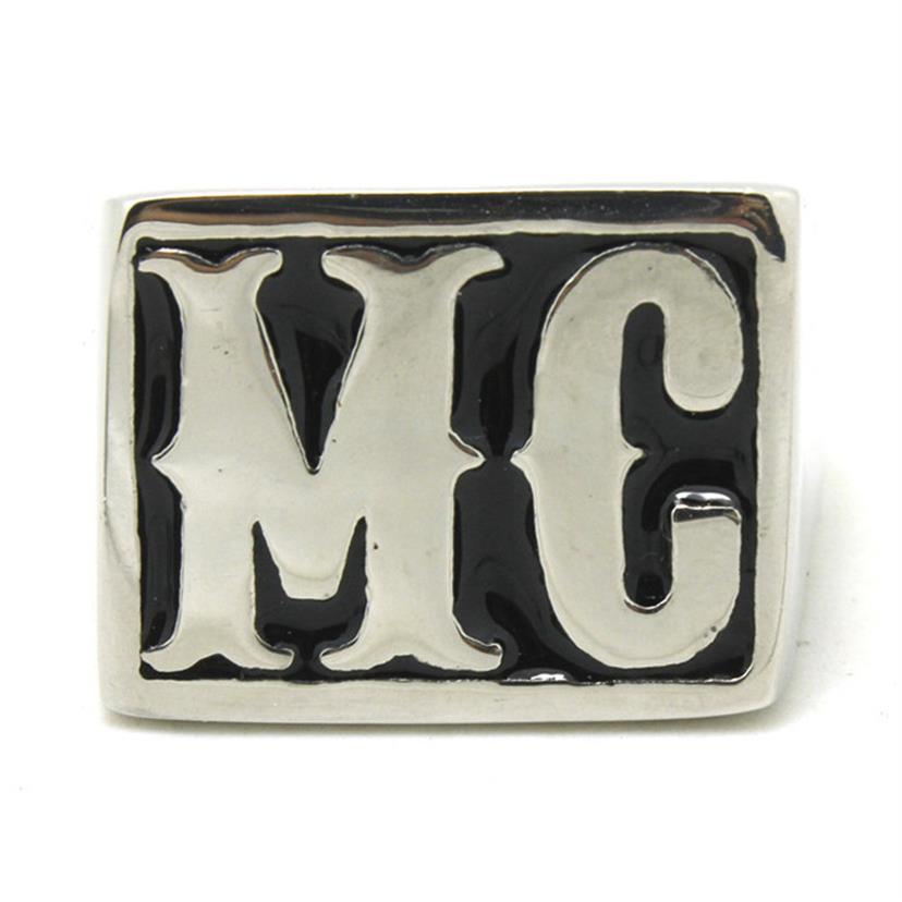 

4pcs lot Size 8-14 Motorbiker MC Cool Ring 316L Stainless Steel Fashion Jewelry Selling Biker Style MC Ring261O
