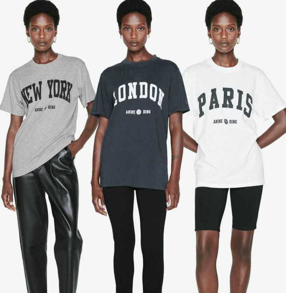 

Anine Bing Women Designer T-shirt Classic Letter Print Sleeve Embroidery Cotton Short Tees Tops Motion current 28ess, New york flower ash