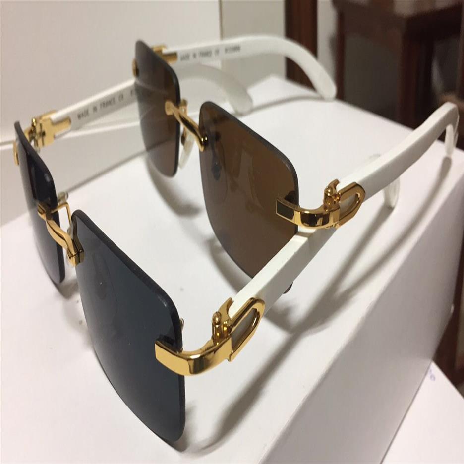 

white buffalo horn glasses rimless wood sunglasses for mens sports sun glasses fashion buffalo horns legs with red boxes lunettes 217O