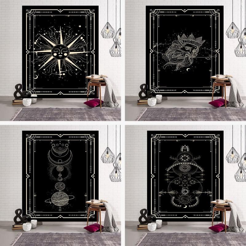 

Tapestries Black And White Tapestry Wall Hanging Witchcraft Supplies Decoration Home Decor Decorative Carpet Sun Moon