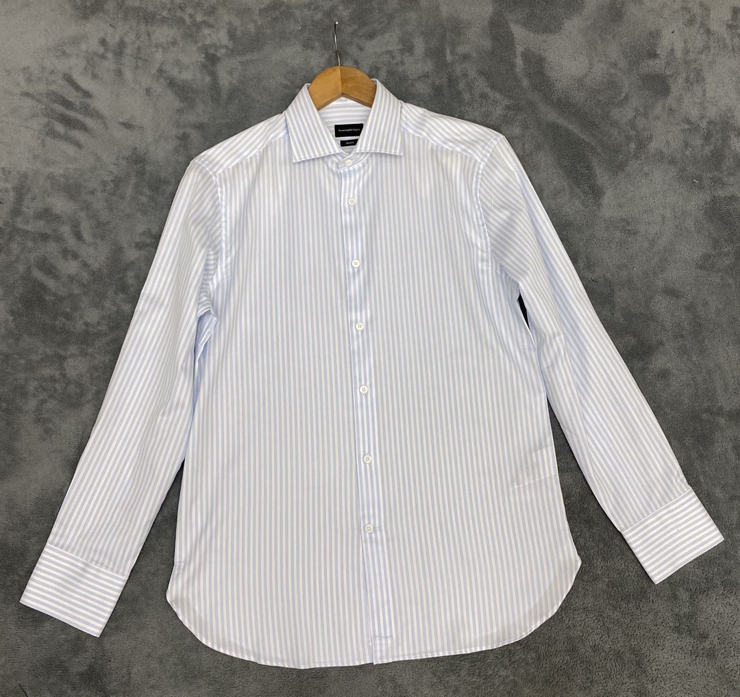 

Men' Dress Shirts Zegna man vertical stripes shirt made of pure cotton fabric has no special logo that light color fastens low-key inside collect, White