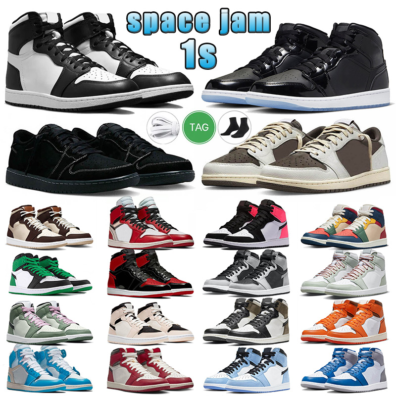 

new air jordens 1 basketball shoes mens womens retro jumpman mid space jam jordas voodoo travis scotts low travis 1s black phantom off whites jordanian sneakers, # white quilted 36-46