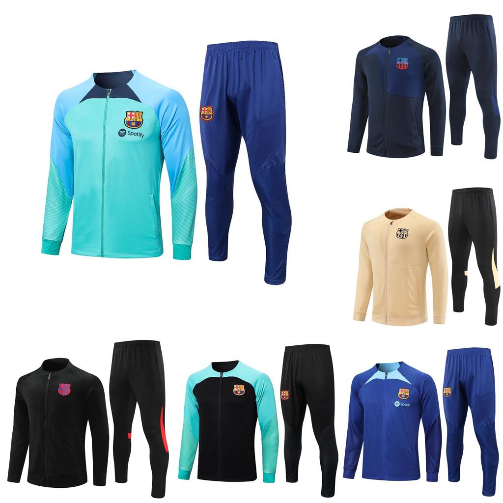 

ANSU FATI Long zipper jacket Camisetas de football TRACKSUIT kit 21 22/23 Barcelonas men and barca adult LEWANDOWSKI TRAINING SUITchandal futbol survetement, Blue