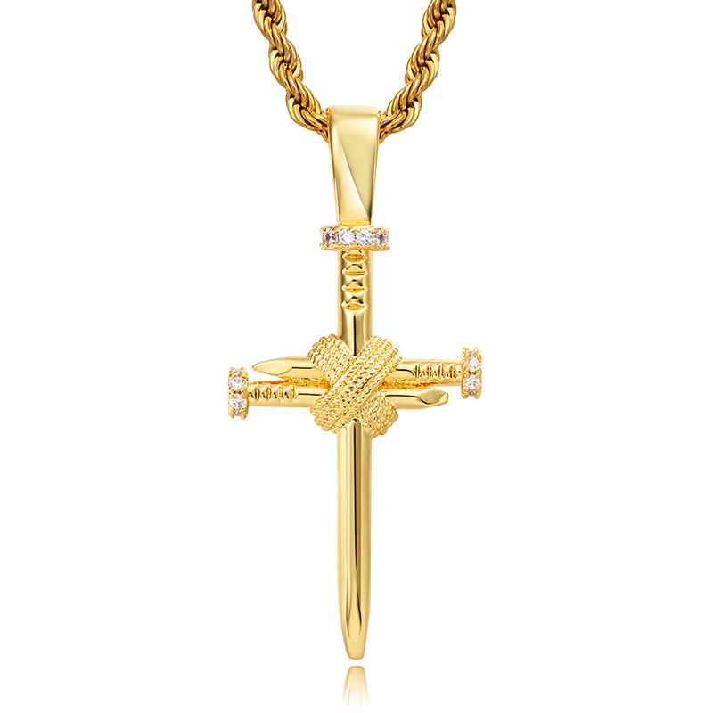 

Bling T Zircon Personality Cross Pendants Necklace Platinum Plated Men Women Lover Gift Religious Jewelry