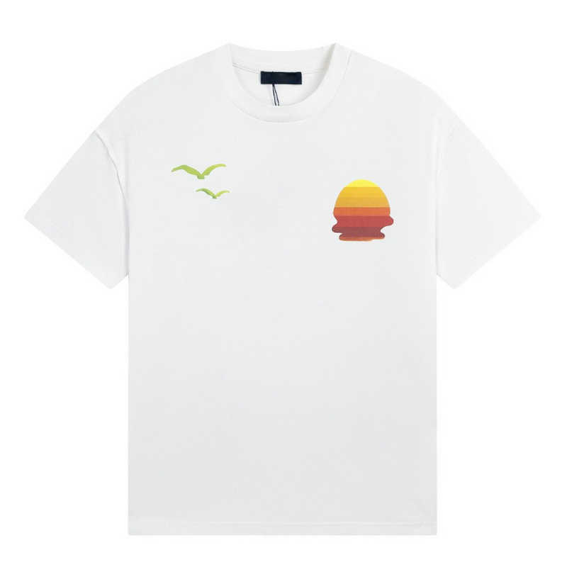 

23SS M0n0gram Sunset Printed Tee Fashion Short Sleeve T-Shirt Man Women Summer Casual Hip Hop Highstreet Oversized FZTX2013, White