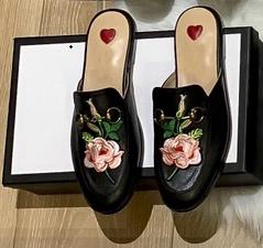 

Women Princetown Lace Velvet Slippers Mules Loafers Genuine Leather Flats With Buckle Bees Snake Pattern Summer, #10