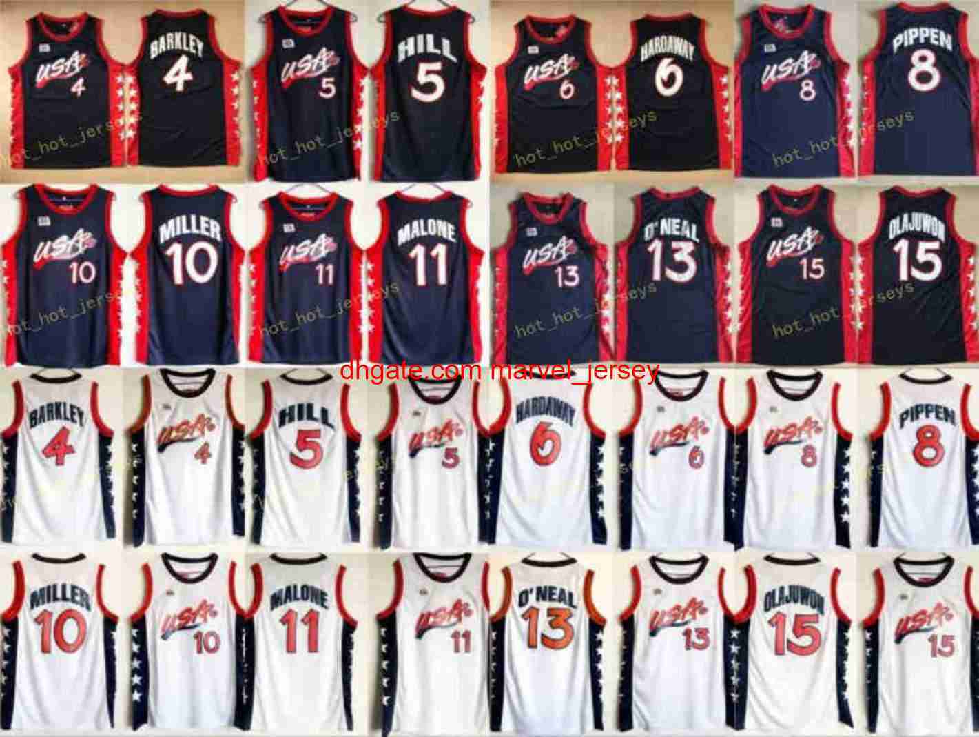 

1996 Dream Three Jerseys Basketball Charles 4 Barkley Penny 6 Hardaway Hakeem 15 Olajuwon Jersey College Scottie 8 Pippen Karl 11 Malone, As